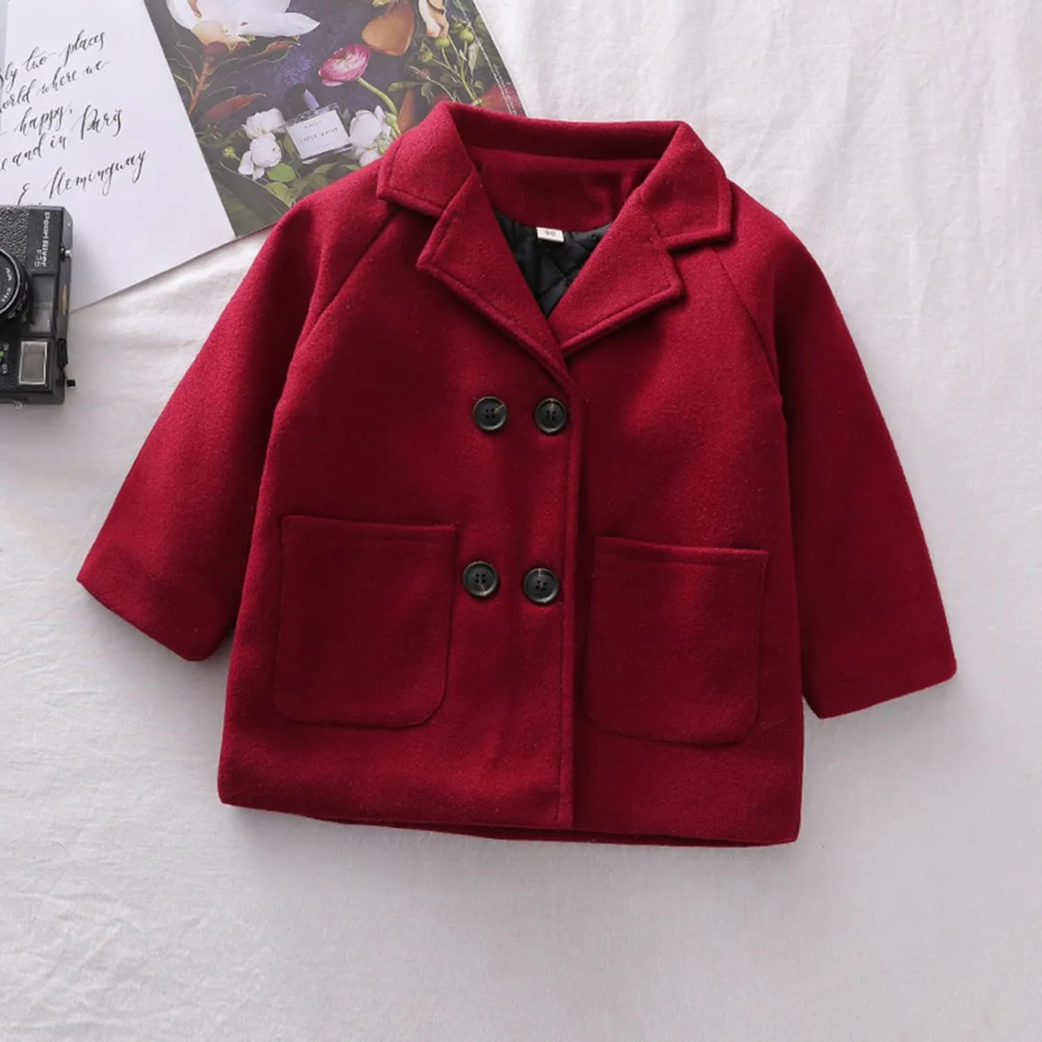 1-5 Years Windproof Winter Toddler Coat Wool Kids Outerwear Girls Blends Jacket Warm Baby Girls Coat&Jacket