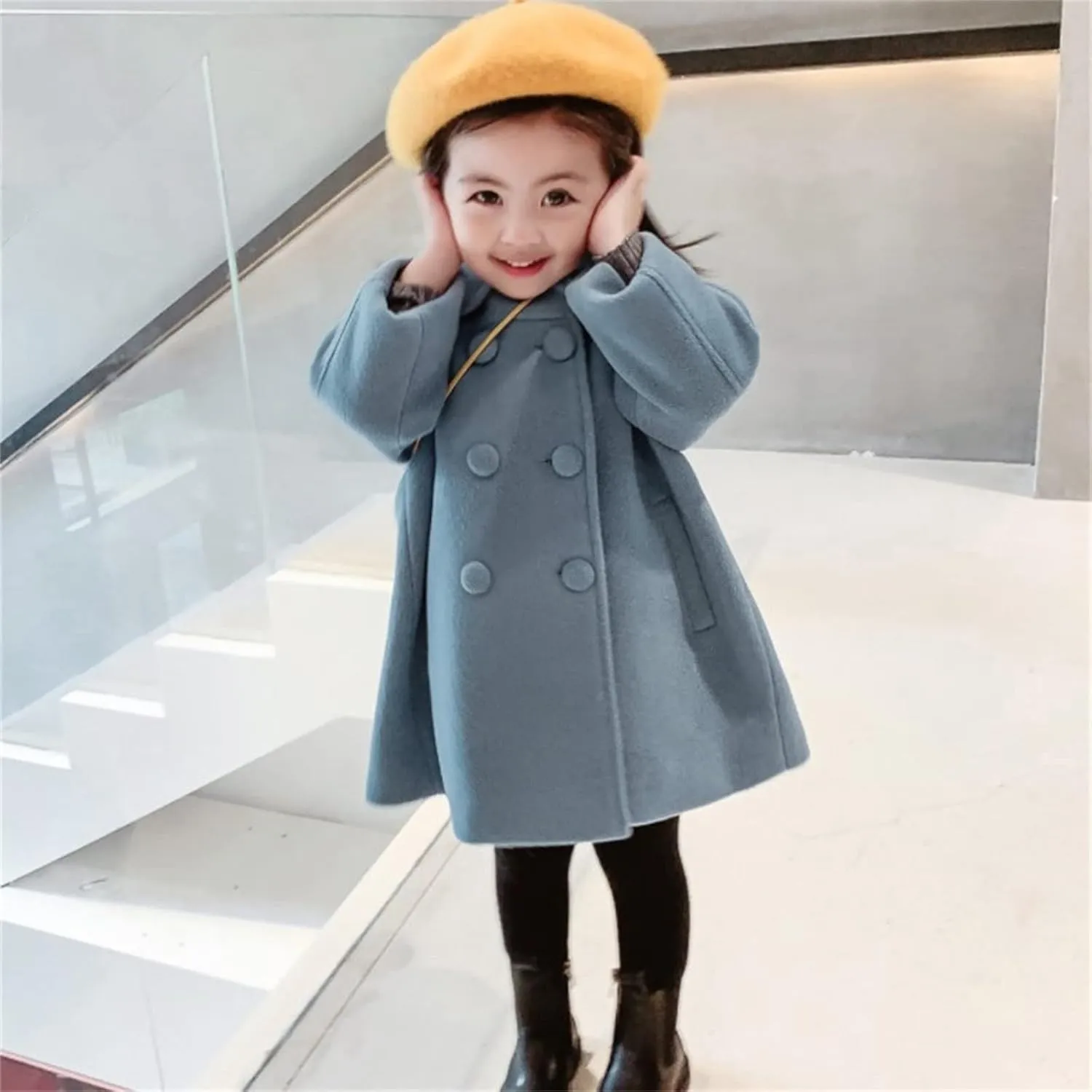 1-5 Years Windproof Winter Toddler Coat Wool Kids Outerwear Girls Blends Jacket Warm Baby Girls Coat&Jacket