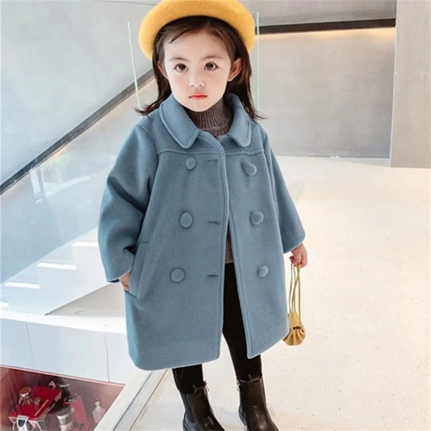 1-5 Years Windproof Winter Toddler Coat Wool Kids Outerwear Girls Blends Jacket Warm Baby Girls Coat&Jacket