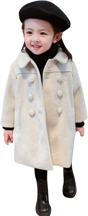 1-5 Years Windproof Winter Toddler Coat Wool Kids Outerwear Girls Blends Jacket Warm Baby Girls Coat&Jacket