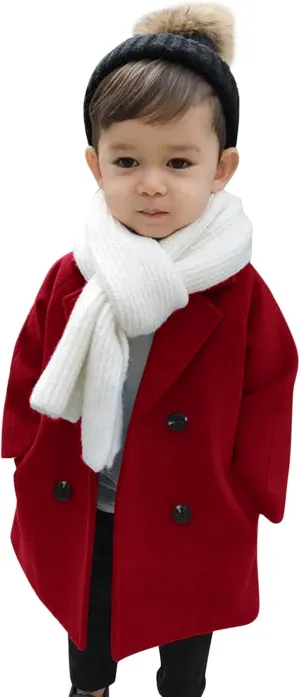 1-5 Years Windproof Winter Toddler Coat Wool Kids Outerwear Girls Blends Jacket Warm Baby Girls Coat&Jacket