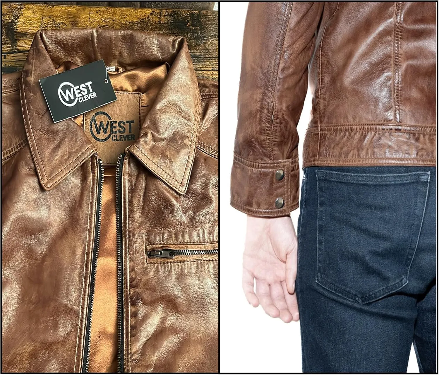 100% Genuine Soft Sheepskin Leather Jackets for Men, Motorcycle Jacket Mens Winter Jacket, Windproof Mens Coat