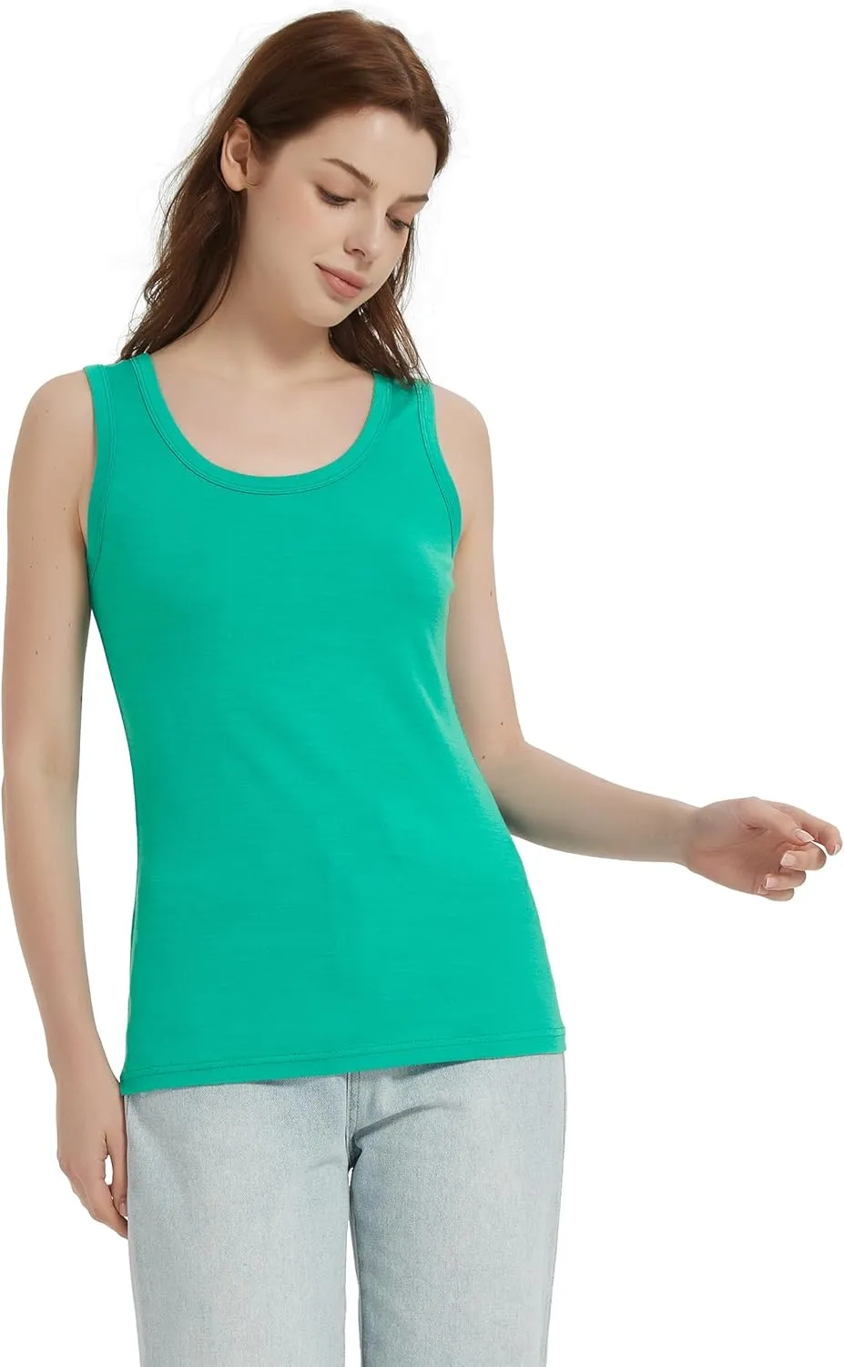 100% Merino Wool Tank Top for Women, Scoop Neck, Active Lightweight Breathable Undershirt, No-Odor Base Layer