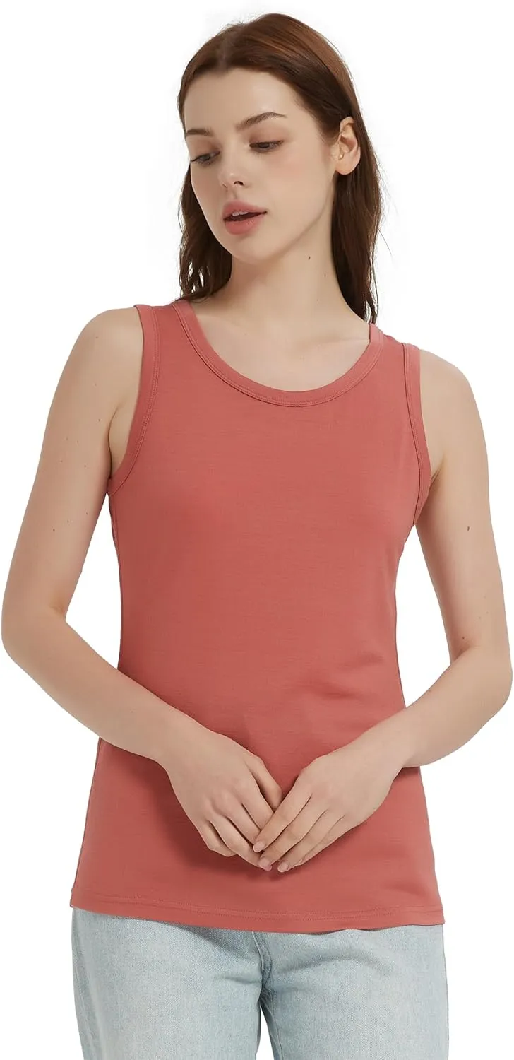 100% Merino Wool Tank Top for Women, Scoop Neck, Active Lightweight Breathable Undershirt, No-Odor Base Layer