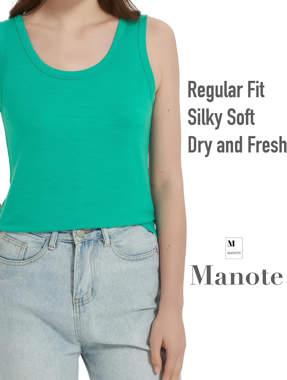 100% Merino Wool Tank Top for Women, Scoop Neck, Active Lightweight Breathable Undershirt, No-Odor Base Layer