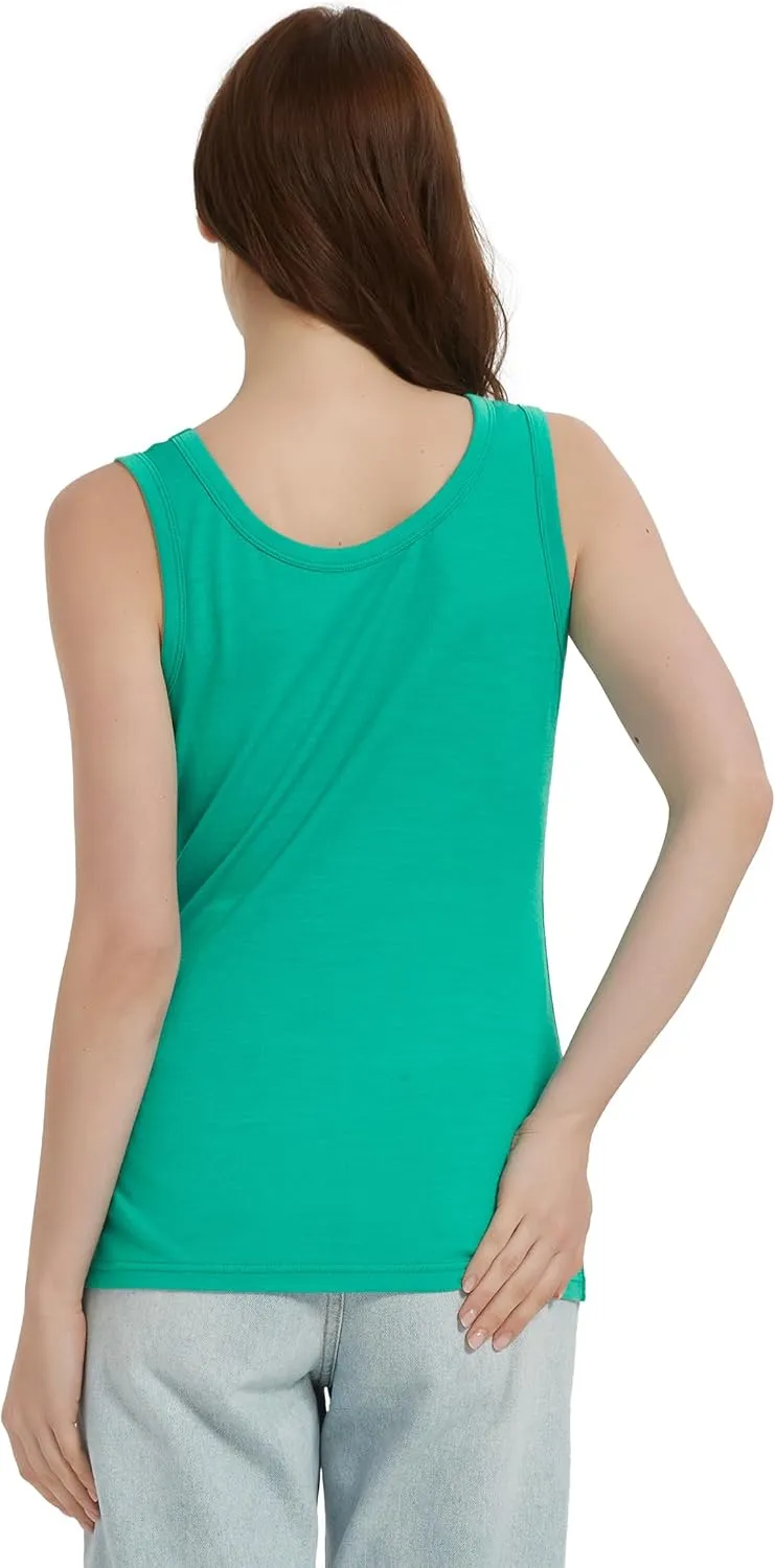 100% Merino Wool Tank Top for Women, Scoop Neck, Active Lightweight Breathable Undershirt, No-Odor Base Layer