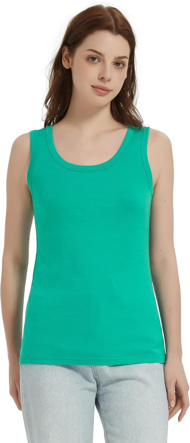 100% Merino Wool Tank Top for Women, Scoop Neck, Active Lightweight Breathable Undershirt, No-Odor Base Layer