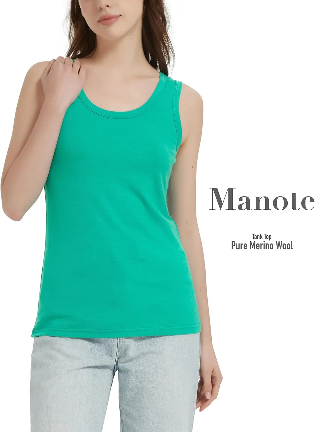 100% Merino Wool Tank Top for Women, Scoop Neck, Active Lightweight Breathable Undershirt, No-Odor Base Layer
