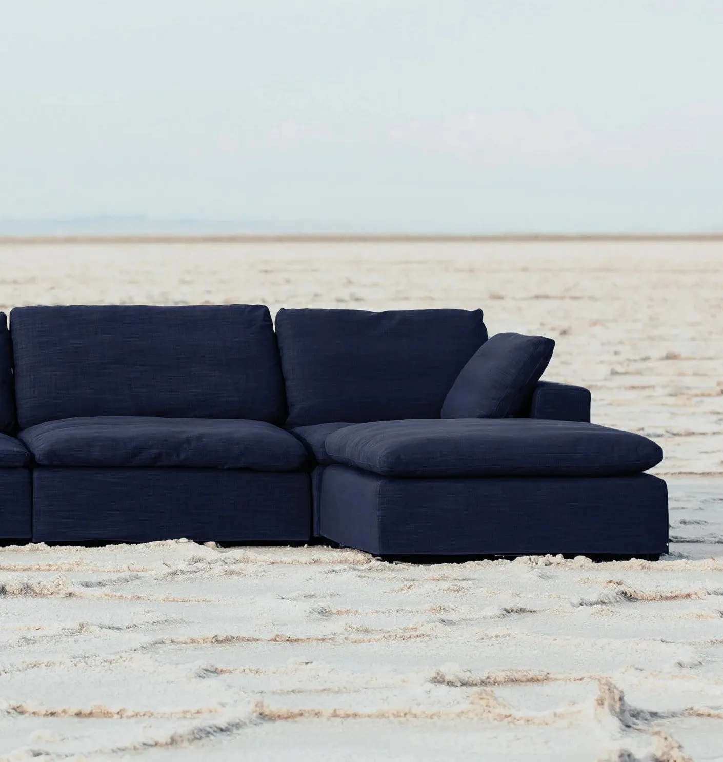 17" Modern Luxe Ottoman, Premium Fabric Upholstered Living Room Cube Ottoman, Navy