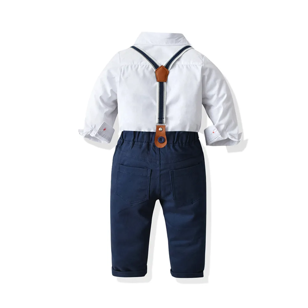 2 Pieces Set Baby Boys Birthday Party Bow Rompers And Solid Color Jumpsuits Wholesale 21110921