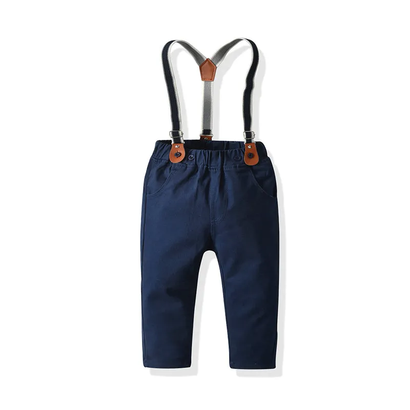 2 Pieces Set Baby Boys Birthday Party Bow Rompers And Solid Color Jumpsuits Wholesale 21110921