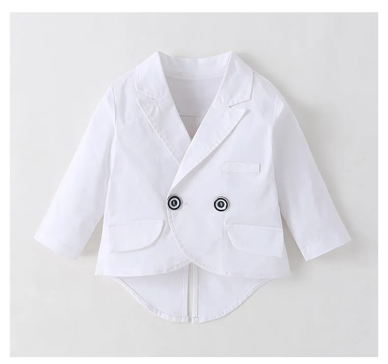 2 Pieces Set Baby Boys Birthday Party Solid Color Bow Jumpsuits And Blazers Wholesale 220616118