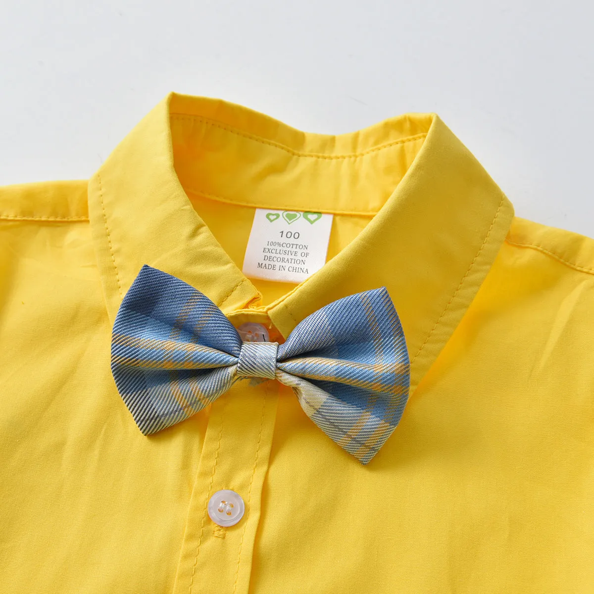 2 Pieces Set Baby Kid Boys Birthday Party Bow Shirts And Checked Rompers Wholesale 22053194