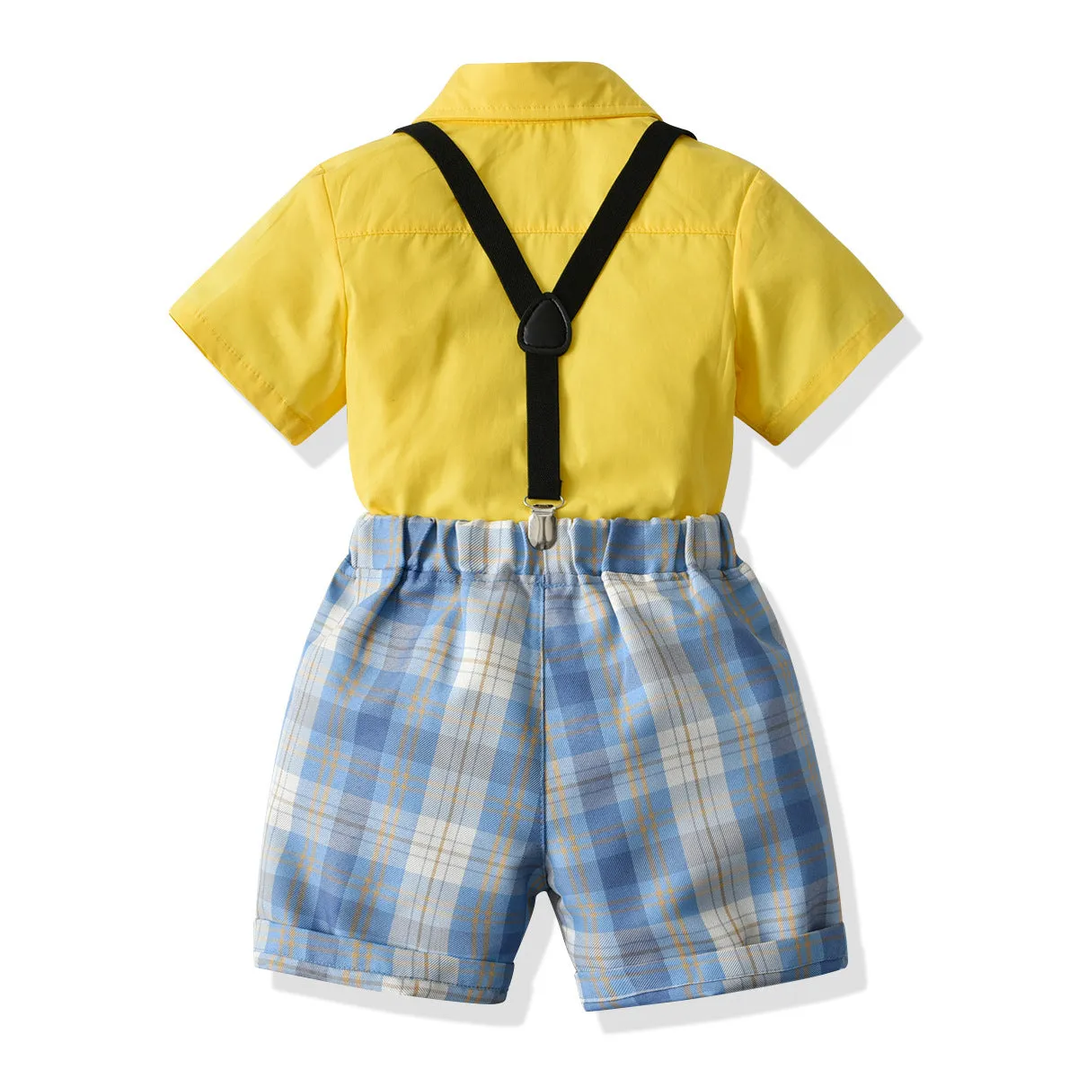 2 Pieces Set Baby Kid Boys Birthday Party Bow Shirts And Checked Rompers Wholesale 22053194