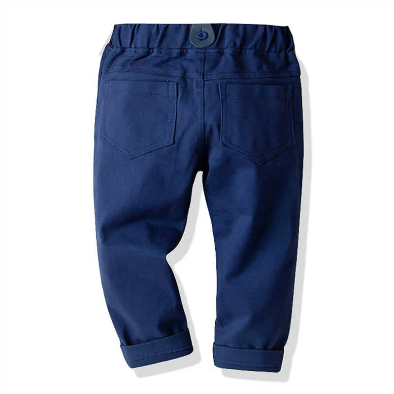 2 Pieces Set Baby Kid Boys Birthday Party Checked Bow Shirts And Solid Color Jumpsuits Wholesale 211109451