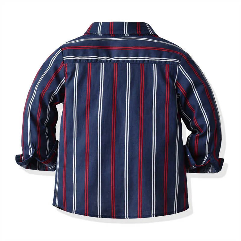 2 Pieces Set Baby Kid Boys Birthday Party Striped Bow Shirts And Solid Color Jumpsuits Wholesale 211109440