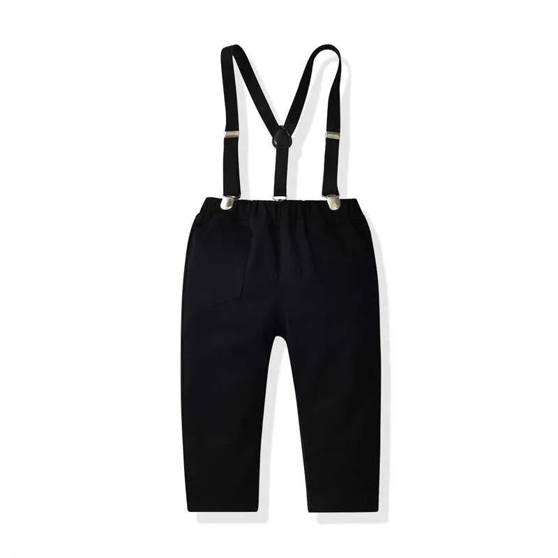 2 Pieces Set Baby Kid Boys Birthday Party Striped Bow Shirts And Solid Color Jumpsuits Wholesale 211109440