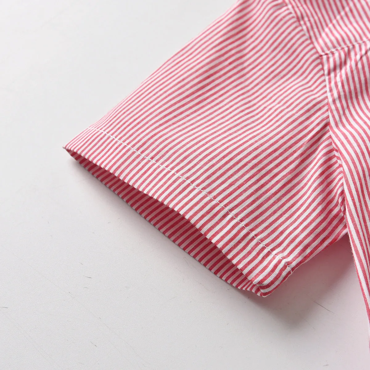 2 Pieces Set Baby Kid Boys Birthday Party Striped Bow Shirts And Solid Color Rompers Wholesale 211109161