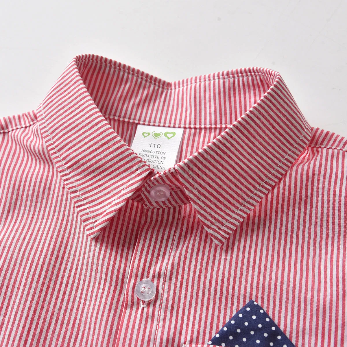 2 Pieces Set Baby Kid Boys Birthday Party Striped Bow Shirts And Solid Color Rompers Wholesale 211109161