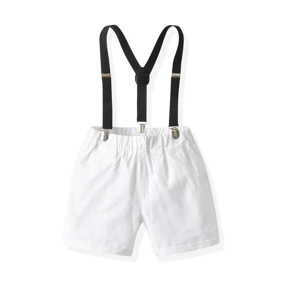 2 Pieces Set Baby Kid Boys Birthday Party Striped Bow Shirts And Solid Color Rompers Wholesale 211109161