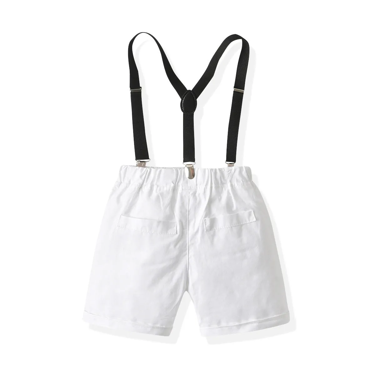 2 Pieces Set Baby Kid Boys Birthday Party Striped Bow Shirts And Solid Color Rompers Wholesale 211109161