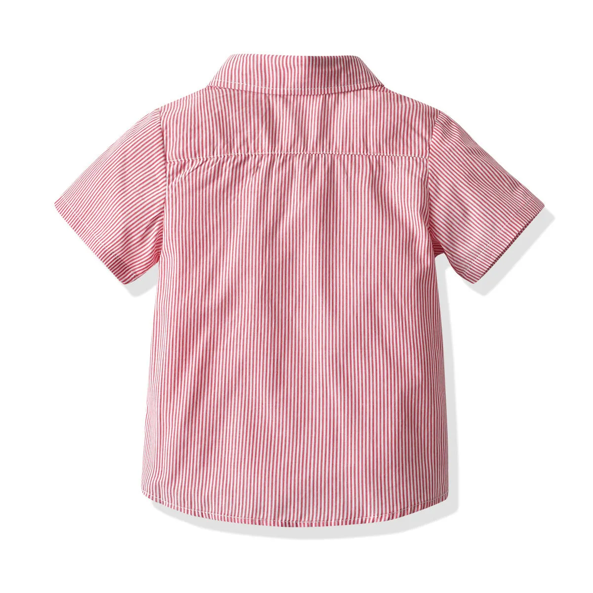 2 Pieces Set Baby Kid Boys Birthday Party Striped Bow Shirts And Solid Color Rompers Wholesale 211109161