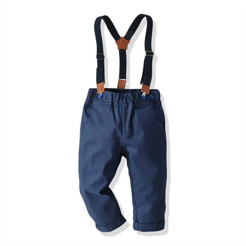 2 Pieces Set Baby Kid Boys Checked Bow Shirts And Solid Color Pants Wholesale 211109381