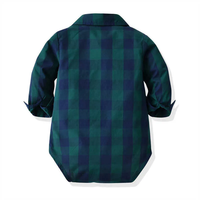 2 Pieces Set Baby Kid Boys Checked Bow Shirts And Solid Color Pants Wholesale 211109381