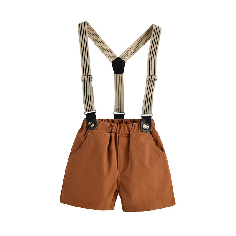 2 Pieces Set Baby Kid Boys Checked Bow Shirts And Solid Color Suits Rompers Wholesale 230308397