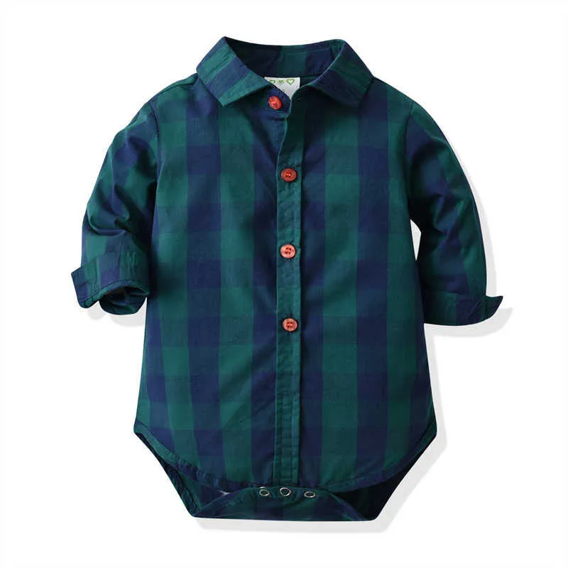 2 Pieces Set Baby Kid Boys Dressy Checked Bow Rompers And Suits Trousers Wholesale 211109401
