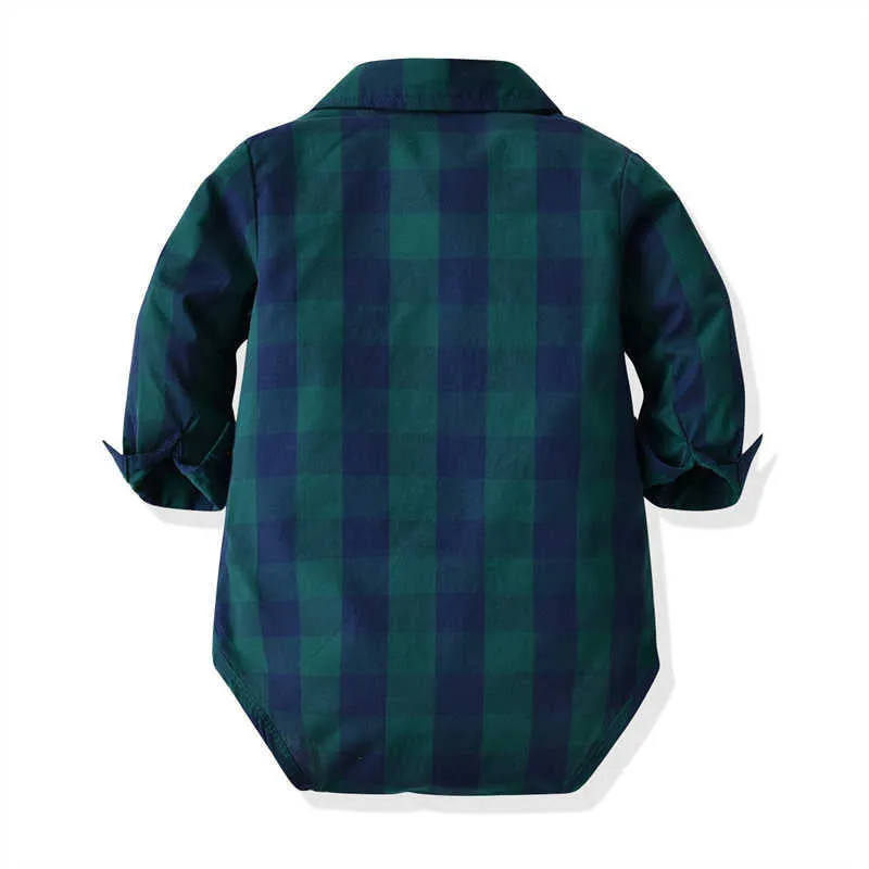 2 Pieces Set Baby Kid Boys Dressy Checked Bow Rompers And Suits Trousers Wholesale 211109401