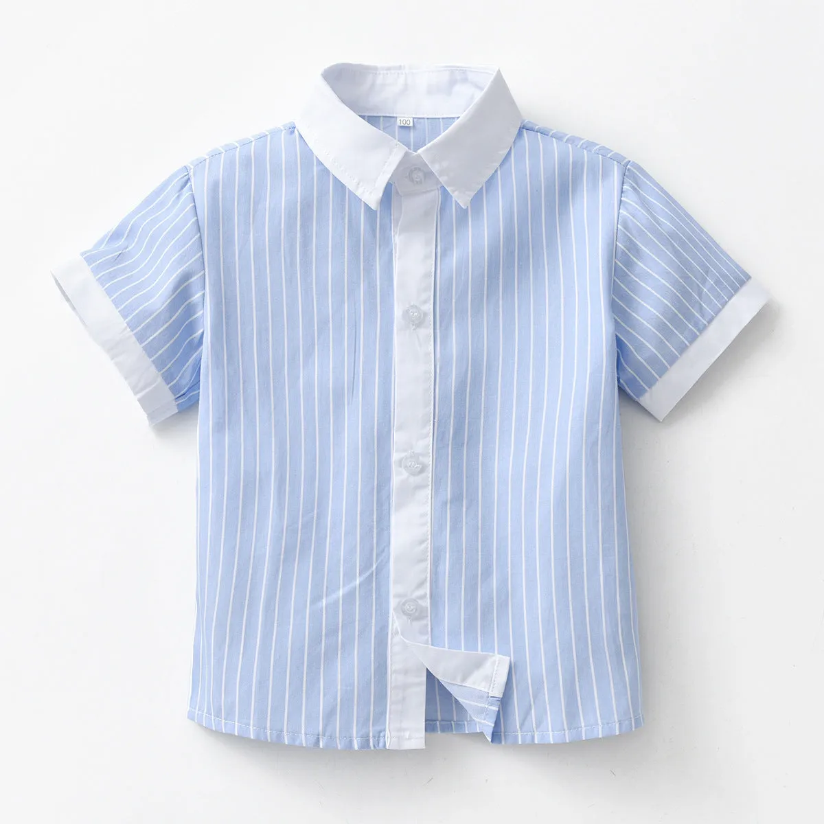 2 Pieces Set Baby Kid Boys Striped Bow Print Shirts And Solid Color Shorts Wholesale 220531181