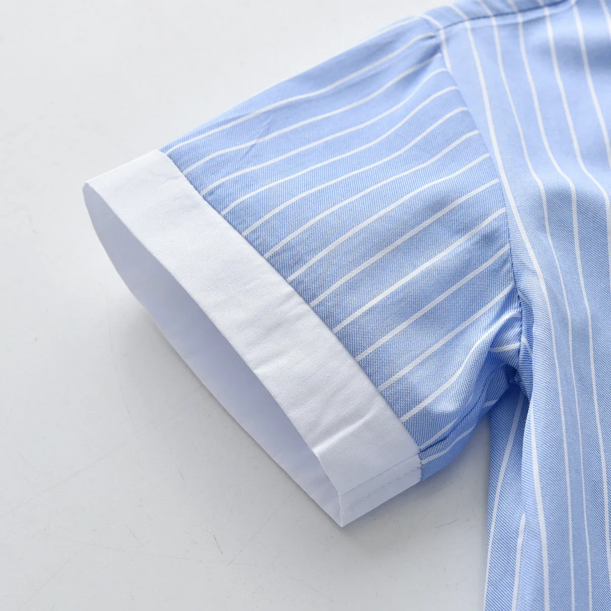 2 Pieces Set Baby Kid Boys Striped Bow Print Shirts And Solid Color Shorts Wholesale 220531181