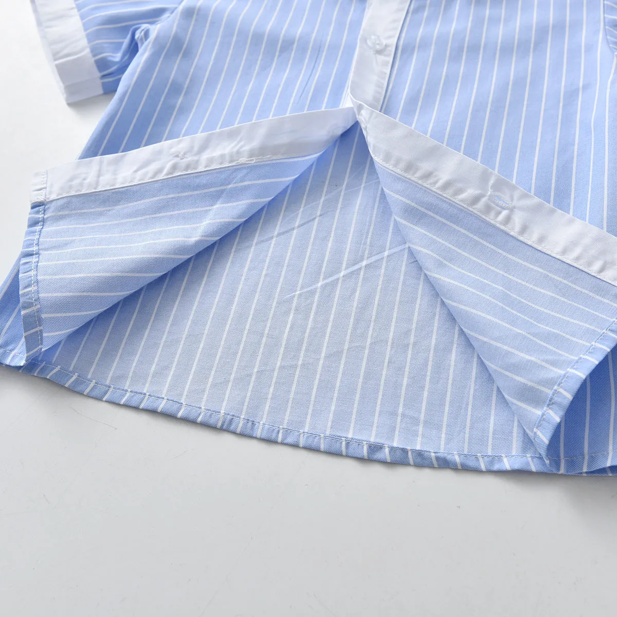 2 Pieces Set Baby Kid Boys Striped Bow Print Shirts And Solid Color Shorts Wholesale 220531181