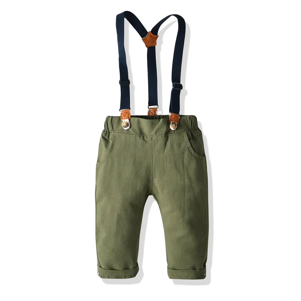2 Pieces Set Baby Kid Boys Striped Bow Shirts And Solid Color Jumpsuits Wholesale 23041140