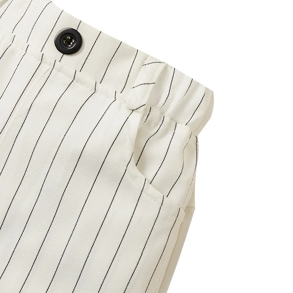 2 Pieces Set Baby Kid Boys Striped Print Shorts Solid Color And Bow Shirts Wholesale 220531180