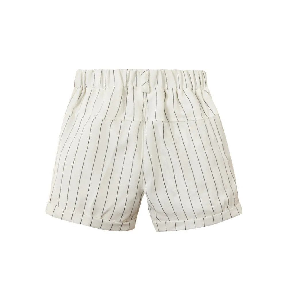2 Pieces Set Baby Kid Boys Striped Print Shorts Solid Color And Bow Shirts Wholesale 220531180