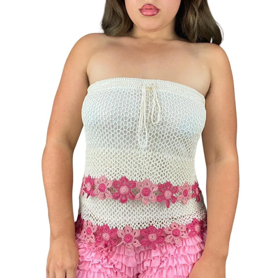2000s Crochet Flower Power Skirt (S)