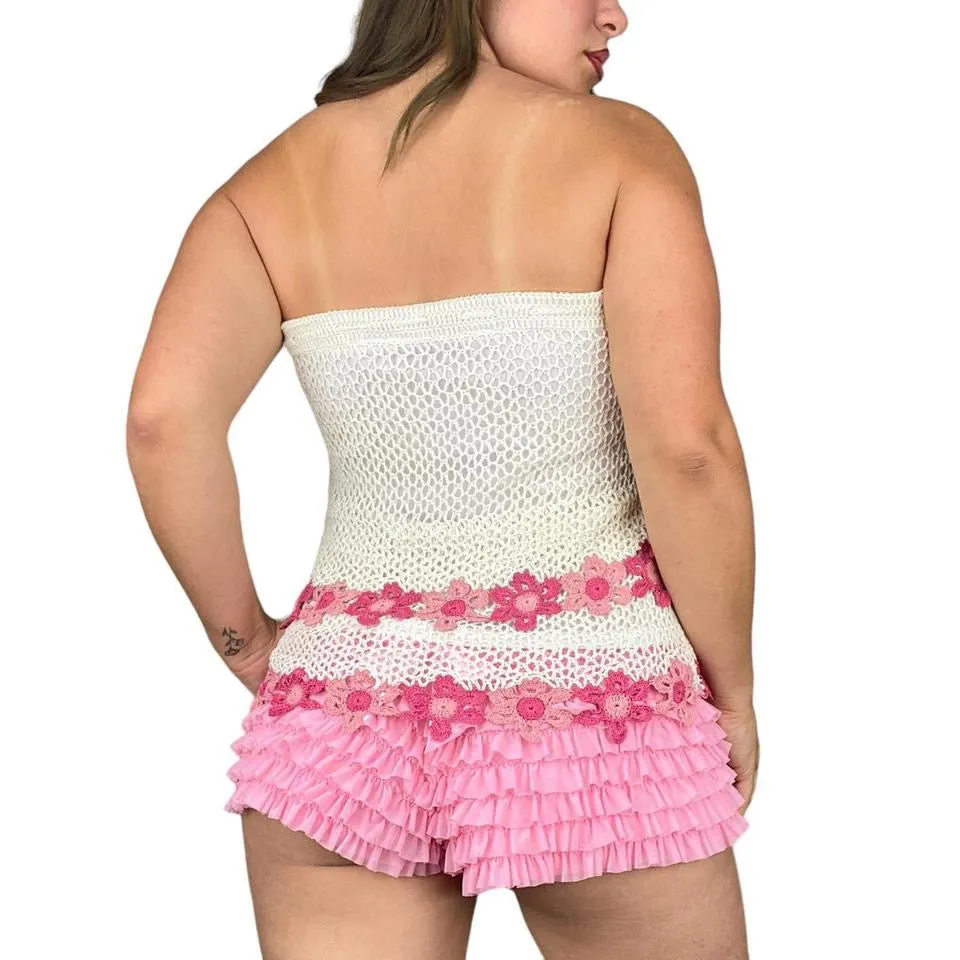 2000s Crochet Flower Power Skirt (S)