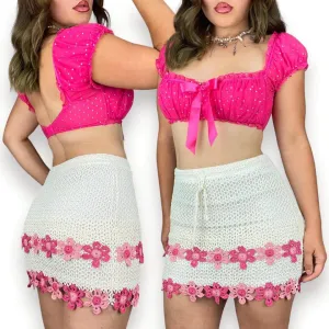 2000s Crochet Flower Power Skirt (S)