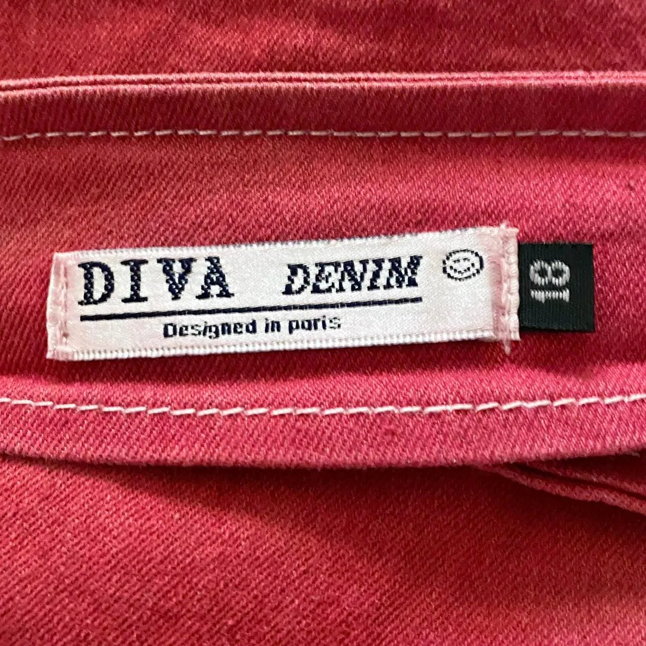 2000s Lacy Red Denim Skirt (XL)
