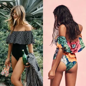 2019 Swimwear Women One Piece Ruffle Padded Monokini