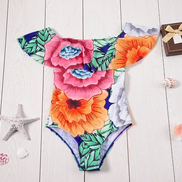 2019 Swimwear Women One Piece Ruffle Padded Monokini