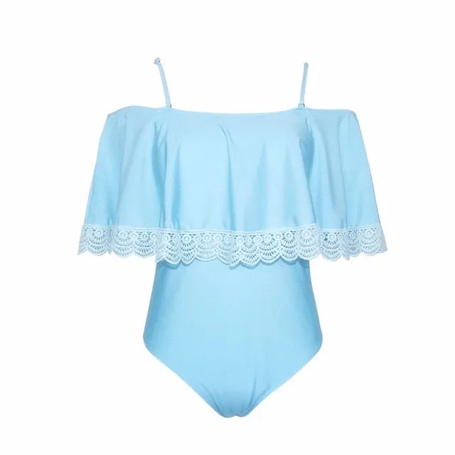 2019 Swimwear Women One Piece Ruffle Padded Monokini