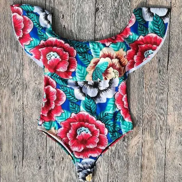 2019 Swimwear Women One Piece Ruffle Padded Monokini