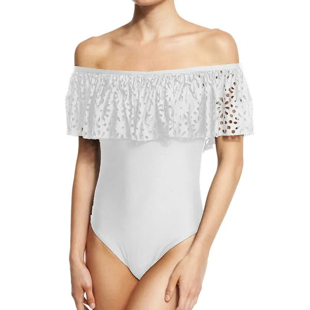 2019 Swimwear Women One Piece Ruffle Padded Monokini