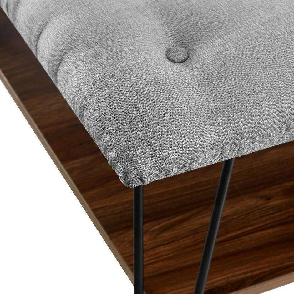30" Farmhouse Tufted Ottoman - Versatile Upholstered Seating with Storage Shelf for Stylish Spaces