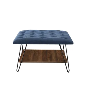 30" Farmhouse Tufted Ottoman - Versatile Upholstered Seating with Storage Shelf for Stylish Spaces