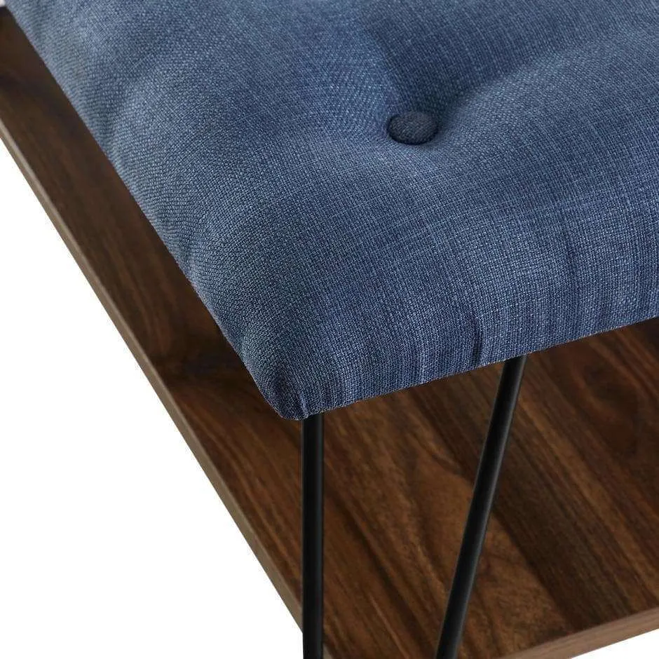 30" Farmhouse Tufted Ottoman - Versatile Upholstered Seating with Storage Shelf for Stylish Spaces