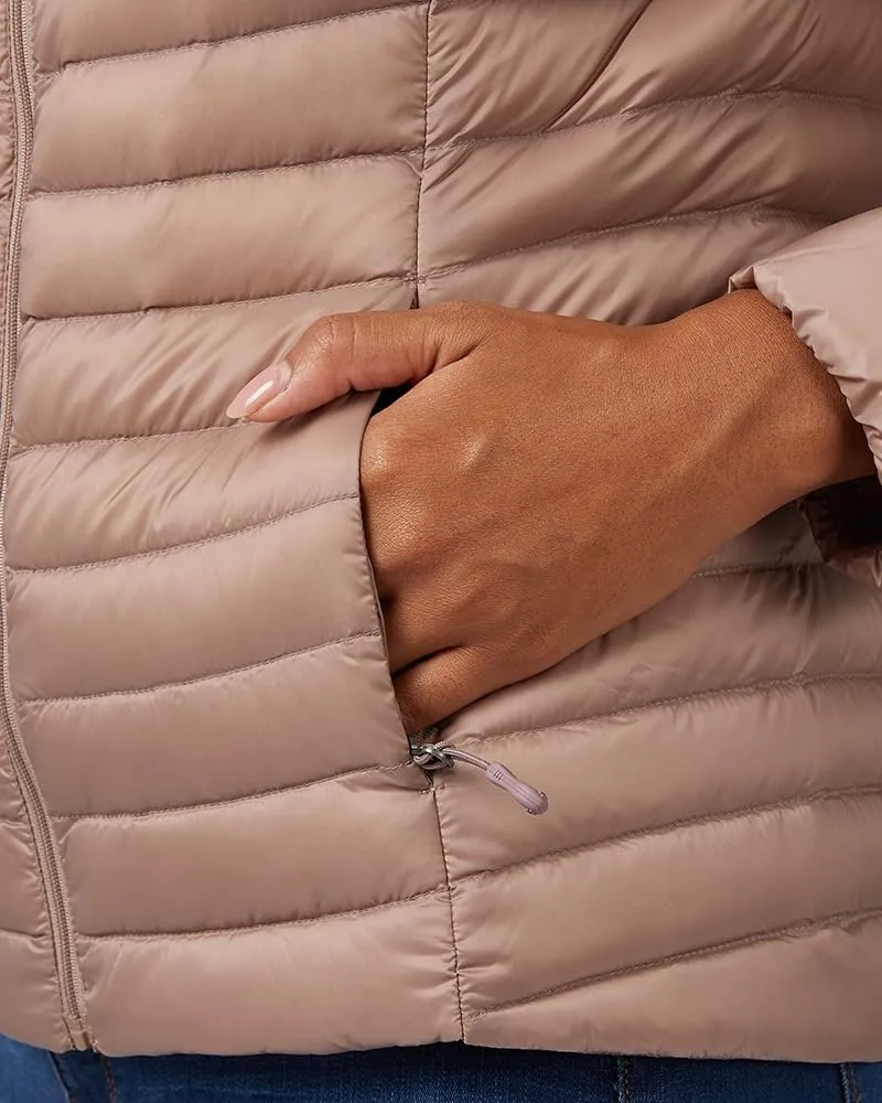 32 Degrees Heat Women's Ultra-Light Down Packable Jacket | Layering |Semi-Fitted | Zippered Pockets | Water Repellent